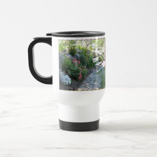 Beauful Floral Park Bench Travel Mug Reisbeker (Links)