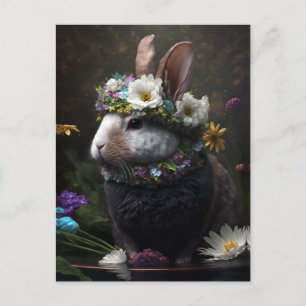 Beauful Floral Rabbit Briefkaart