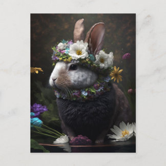 Beauful Floral Rabbit Briefkaart