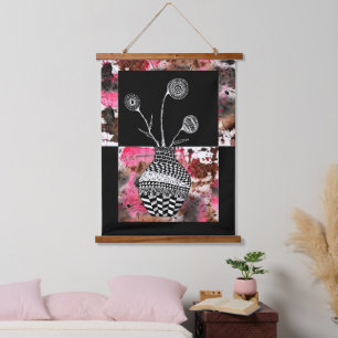 Beauful Floral Vase en Flowers Abstract Hangend Wandkleed