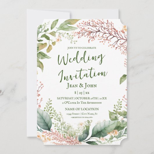 Beauful Floral Wedding Uitnodiging (Voorkant)