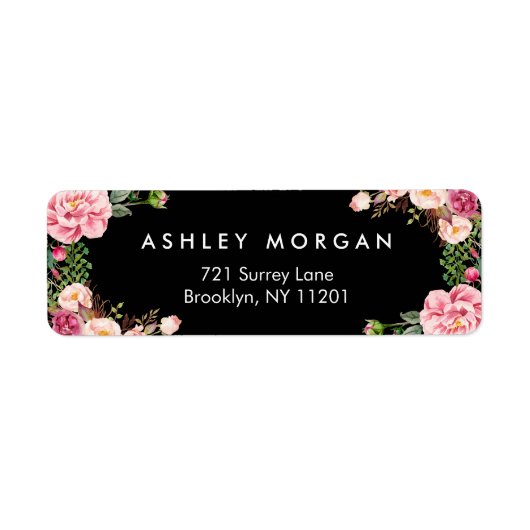 Beauful Floral Wrap Classy Black White Etiket (Voorkant)