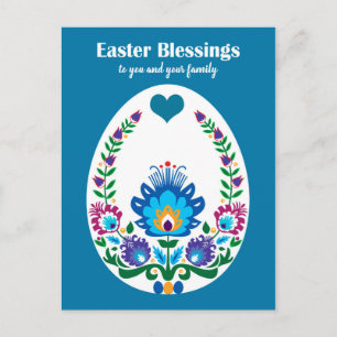 🐤 Beauful Folklore Blue Pysanka Paaseieren Briefkaart