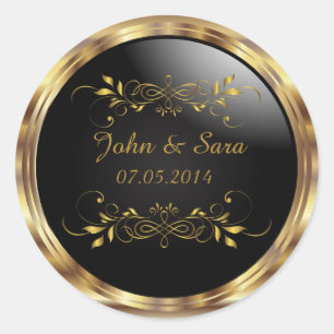 Beauful Golden Metallic Outline Ronde Sticker
