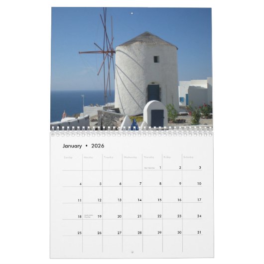 Beauful Greece Santorini Blue Zee White House Kalender (Jan 2026)