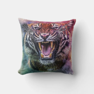 Beauful Growling Bengal Tiger Foto Kussen