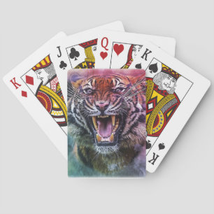 Beauful Growling Bengal Tiger Foto Pokerkaarten