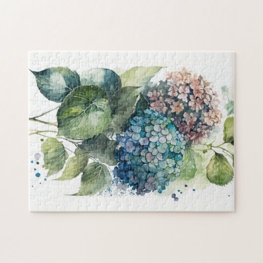 Beauful Hydrangeas-Waterverf Legpuzzel (Horizontaal)