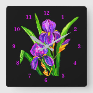 Beauful Iris Flowers Vierkante Klok