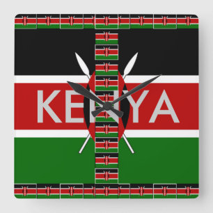Beauful Kenya Seamless Flags border lijsten Vierkante Klok