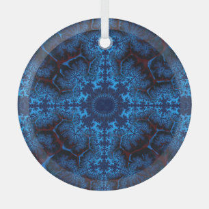 Beauful Lacy Blue Fractal Abstract Suncatcher Glas Ornament