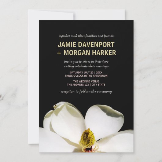 Beauful Magnolia Wedding Invite Kaart (Voorkant)