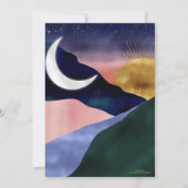 Beauful Mountain River Moon Sunset Design Kaart (Achterkant)