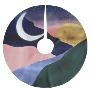 Beauful Mountain River Moon Sunset Design Kerstboom Rok