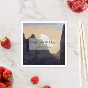 Beauful Mountain Sunset Wedding Napkins Servet