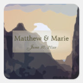 Beauful Mountain Sunset Wedding Vierkante Sticker (Voorkant)