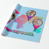 Beauful Multicolor Wereldkaart Photo Collage Cadeaupapier (Uitgerold)