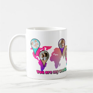 Beauful Multicolor Wereldkaart Photo Collage Koffiemok
