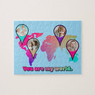 Beauful Multicolor Wereldkaart Photo Collage Legpuzzel