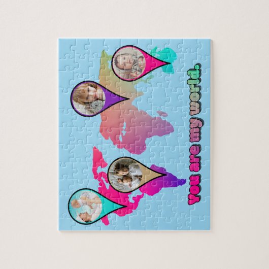 Beauful Multicolor Wereldkaart Photo Collage Legpuzzel (Verticaal)