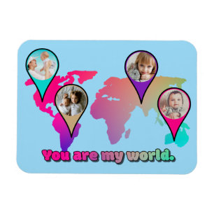 Beauful Multicolor Wereldkaart Photo Collage Magneet