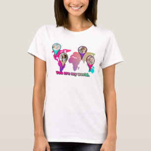 Beauful Multicolor Wereldkaart Photo Collage T-shirt