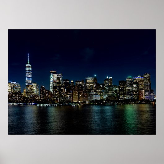 Beauful New York Skyline bij nacht Poster (Voorkant)