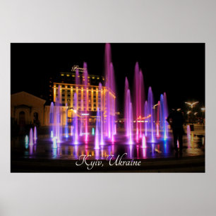 Beauful Night Uitzicht Kiev Oekraïne Poster