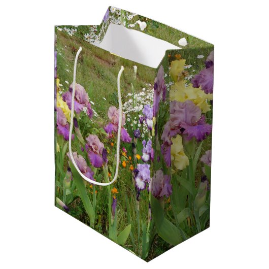 Beauful Paars Iris Flower floral Photo Medium Cadeauzakje (Voorkant Gekanteld)
