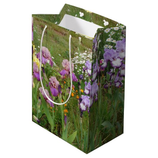 Beauful Paars Iris Flower floral Photo Medium Cadeauzakje (Achterkant Gekanteld)