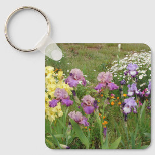 Beauful Paars Iris Flower floral Photo Sleutelhanger