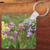 Beauful Paars Iris Flower floral Photo Sleutelhanger (Achterkant)