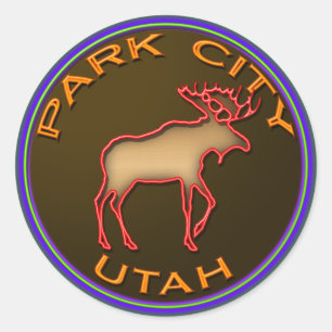 Beauful Park City Moose Medallion Gear Ronde Sticker