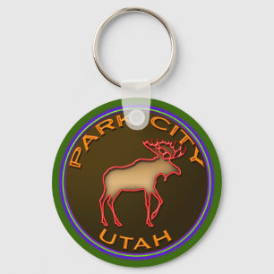 Beauful Park City Moose Medallion Gear Sleutelhanger