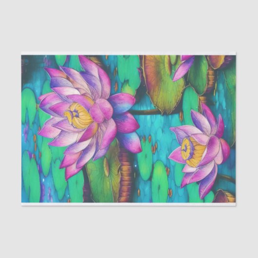 Beauful Pink Lotus Flowers Water Scene Tissuepapier (Voorkant)