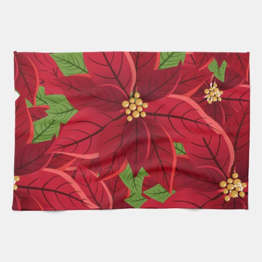 Beauful Poinsettia Kirchen Towel Theedoek (Horizontaal)