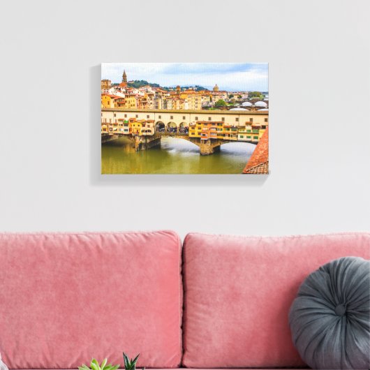 Beauful Ponte Vecchio uitzicht, Florence, Italië Canvas Afdruk (Insitu (Woonkamer))