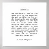 Beauful quote F Scott Fitzgerald Poster (Voorkant)