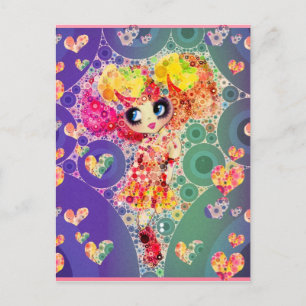Beauful Rainbow KAWAII Girl PinkyP Harajuku Briefkaart