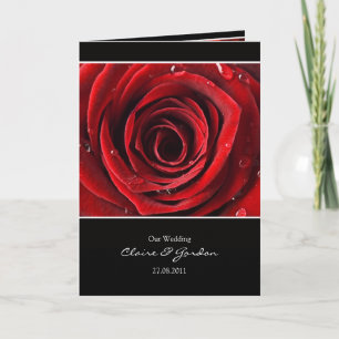 Beauful Red Rose Wedding Card Invite - Black