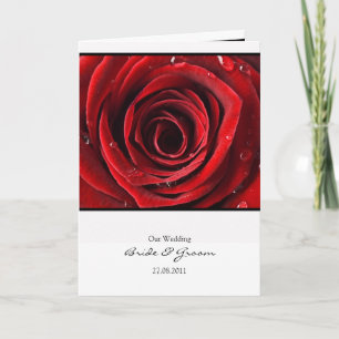 Beauful Red Rose Wedding Card Invite - White