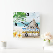 Beauful Sandy Beach Seashell Vierkante Klok (Huis)