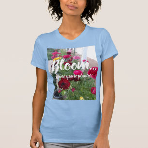 Beauful Spring Flowers Bloom Womans blue T Shirt