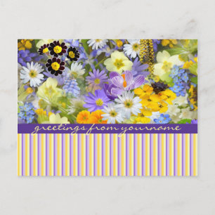 Beauful Spring Flowers Collage Violet Yellow Briefkaart