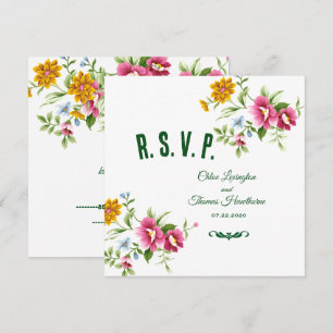 Beauful Spring Flowers Wedding RSVP Kaart