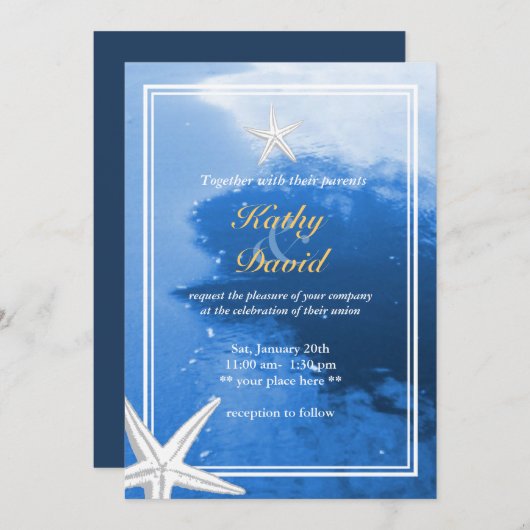 Beauful Starfish Beach Theme Weddenschap Kaart (Voorkant / Achterkant)