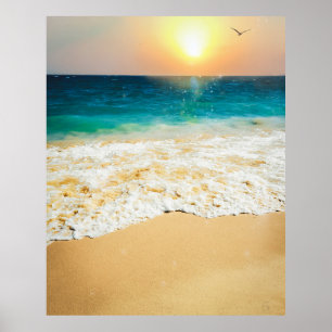 Beauful Summer Beach Sunset Foto Poster