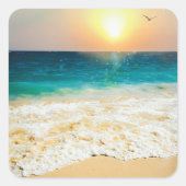 Beauful Summer Beach Sunset Foto Vierkante Sticker (Voorkant)
