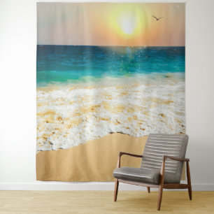Beauful Summer Beach Sunset Foto Wandkleed