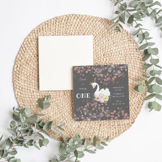 Beauful Swan Birthday Kaart Uitnodiging